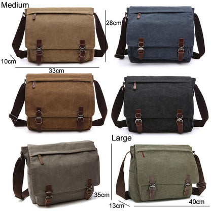 Gray Canvas Business Messenger Bag Large