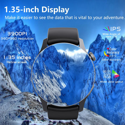 1.35 Inch Smart Watch Bluetooth Calls Health Monitoring 150+ Sports Black - Black Bamboo