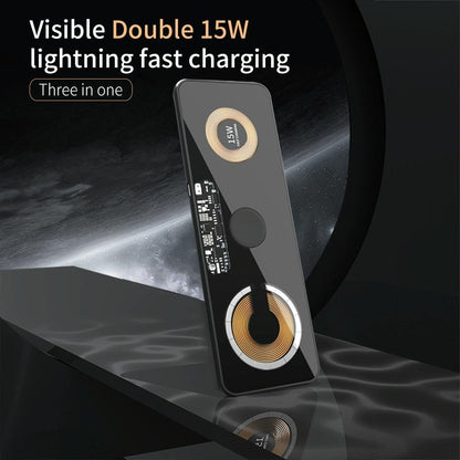 15W Dual Fast Charging Pad For 3 In 1 Wireless Phones