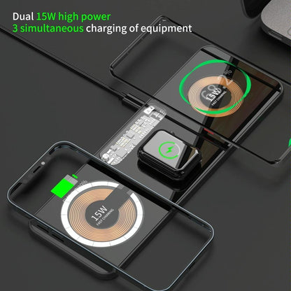15W Dual Fast Charging Pad For 3 In 1 Wireless Phones