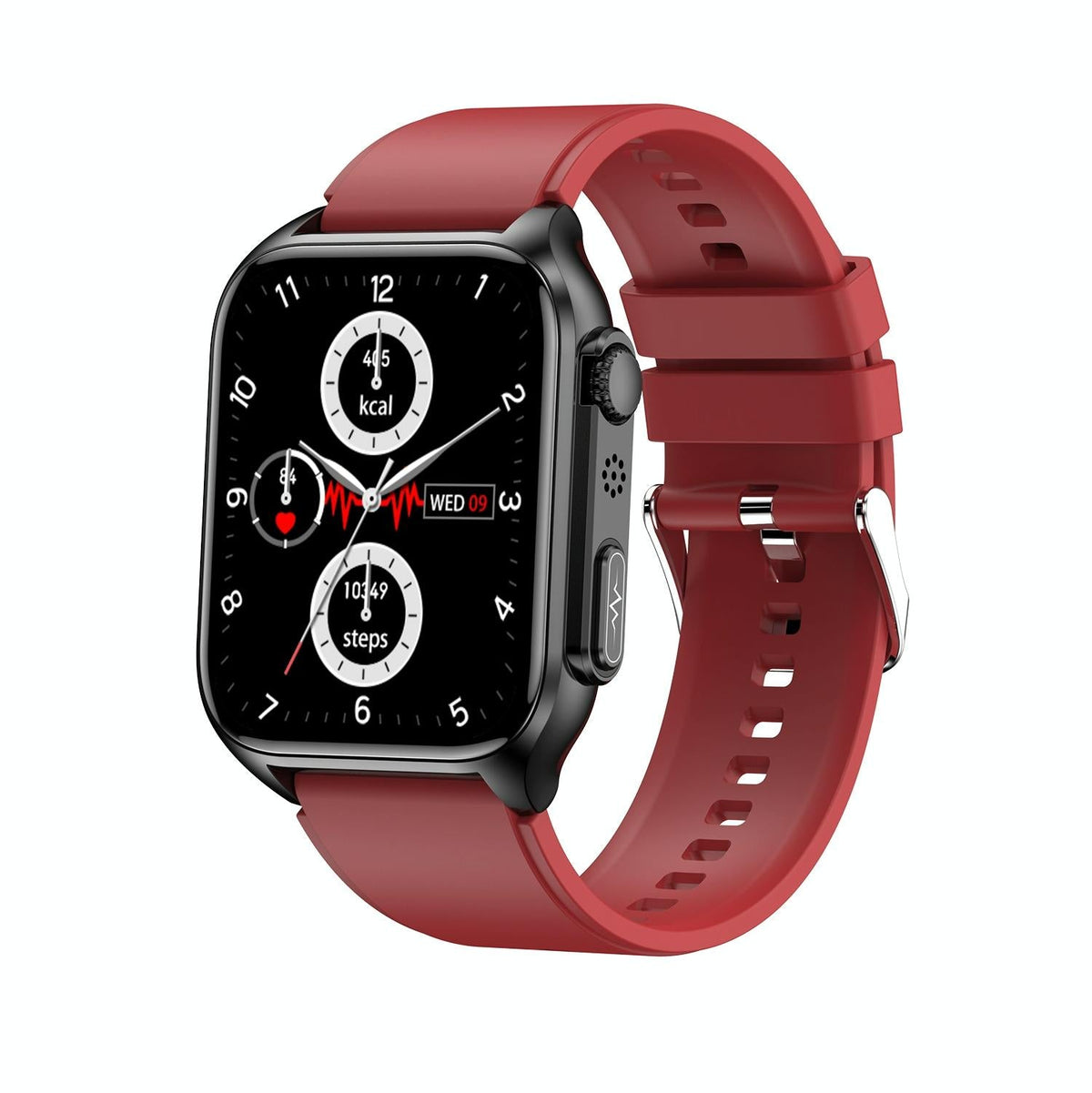 1.96 Inch Ip67 Waterproof Silicone Band Smart Watch Supports Ecg / Remote Families Care / Bluetooth Call / Body Temperature Monitoring - Red