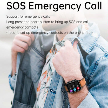 1.96 Inch Ip67 Waterproof Silicone Band Smart Watch Supports Ecg / Remote Families Care / Bluetooth Call / Body Temperature Monitoring - Red
