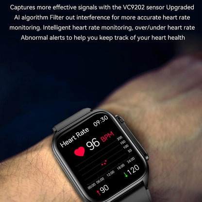 1.96 Inch Ip67 Waterproof Silicone Band Smart Watch Supports Ecg / Remote Families Care / Bluetooth Call / Body Temperature Monitoring - Red