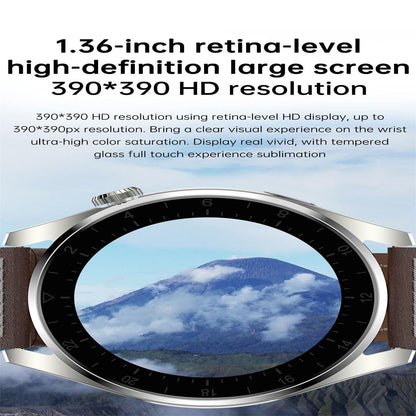 Waterproof Leather Smartwatch With Colour Display - Black