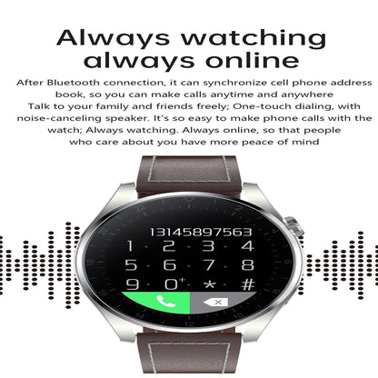 Waterproof Leather Smartwatch With Colour Display - Black