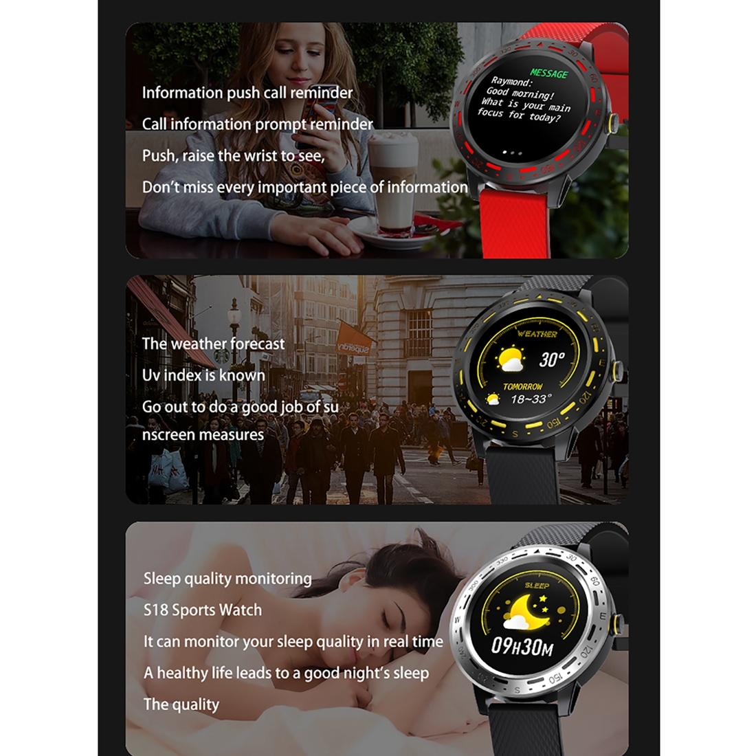 1.3 Inch Tft Screen Ip67 Waterproof Smart Watch Bracelet Support Sleep Monitor / Heart Rate Monitor / Blood Pressure Monitoring - Black Yellow