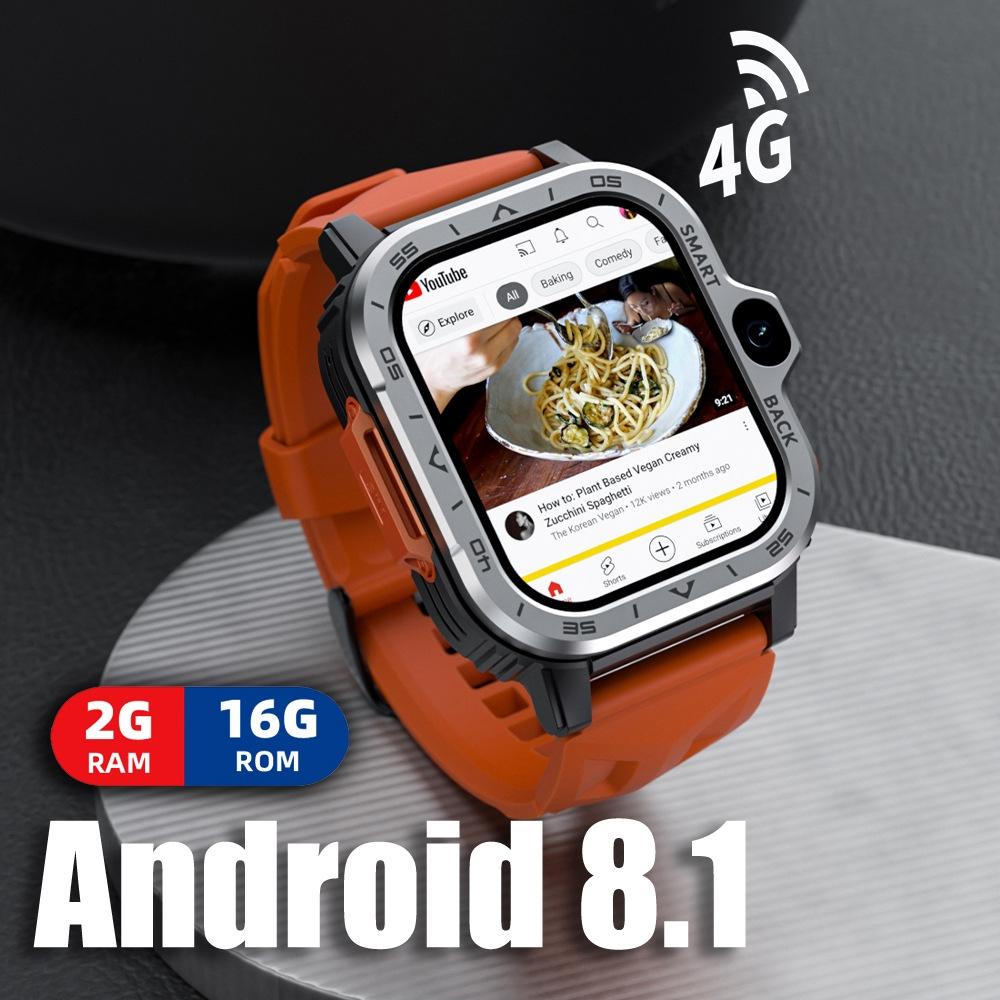 2.02 Inch Android 8.1 Full Network Wifi Card Bluetooth Smart Watch - Navy Blue