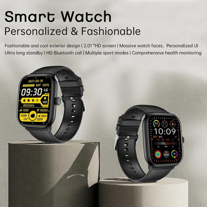 2.01 Inch Ips Hd Screen Smart Watch Supports Bluetooth Call / Health Monitoring Black