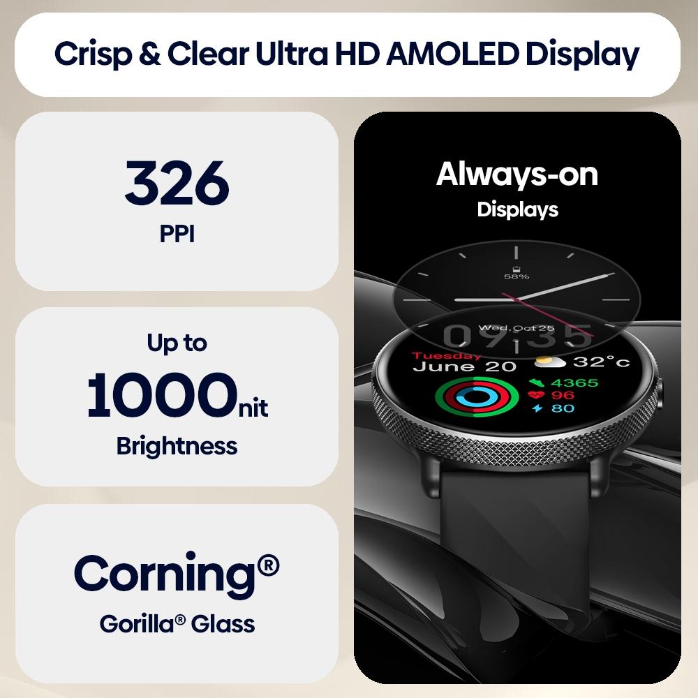1.43 Inch Screen Voice Calling Smart Watch Support Heart Rate / Blood Pressure / Blood Oxygen - Black