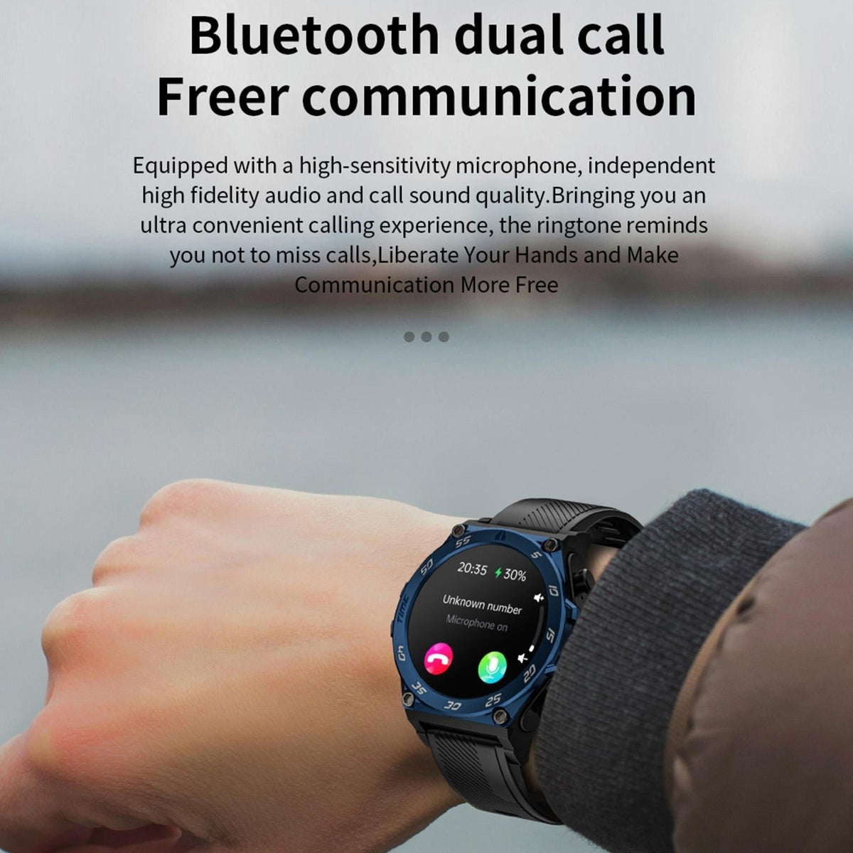 1.53 Inch Ip67 Bt5.0 Sport Smart Watch With Earbuds Support Bluetooth Call / Sleep / Blood Oxygen / Heart Rate / Blood Pressure Health Monitor - Black