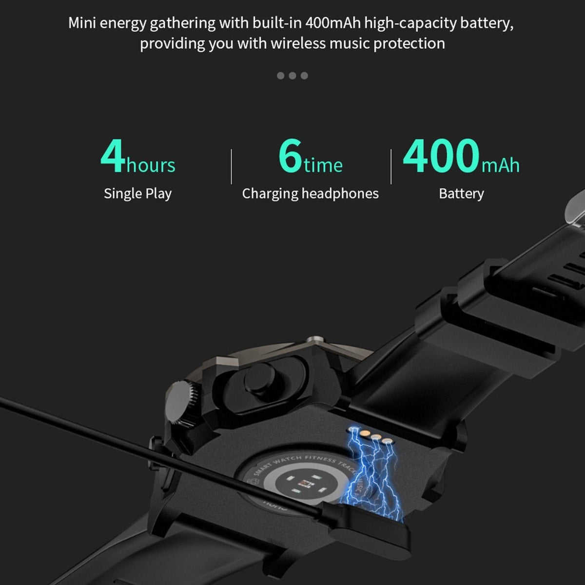 1.53 Inch Ip67 Bt5.0 Sport Smart Watch With Earbuds Support Bluetooth Call / Sleep / Blood Oxygen / Heart Rate / Blood Pressure Health Monitor - Black