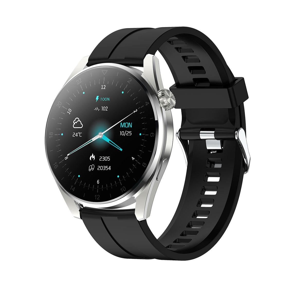Waterproof Silicone Smartwatch With Colour Display - Black