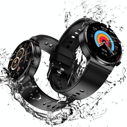 1.32 Inch Screen Leather Watch Strap Smart Health Watch Supports Body Temperature Monitoring Ecg Monitoring Blood Pressure - Black
