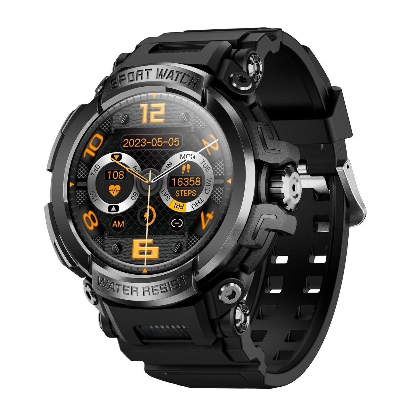 1.5 Inch Colour Screen Bluetooth Smart Watch Health & Sports Monitoring - Black
