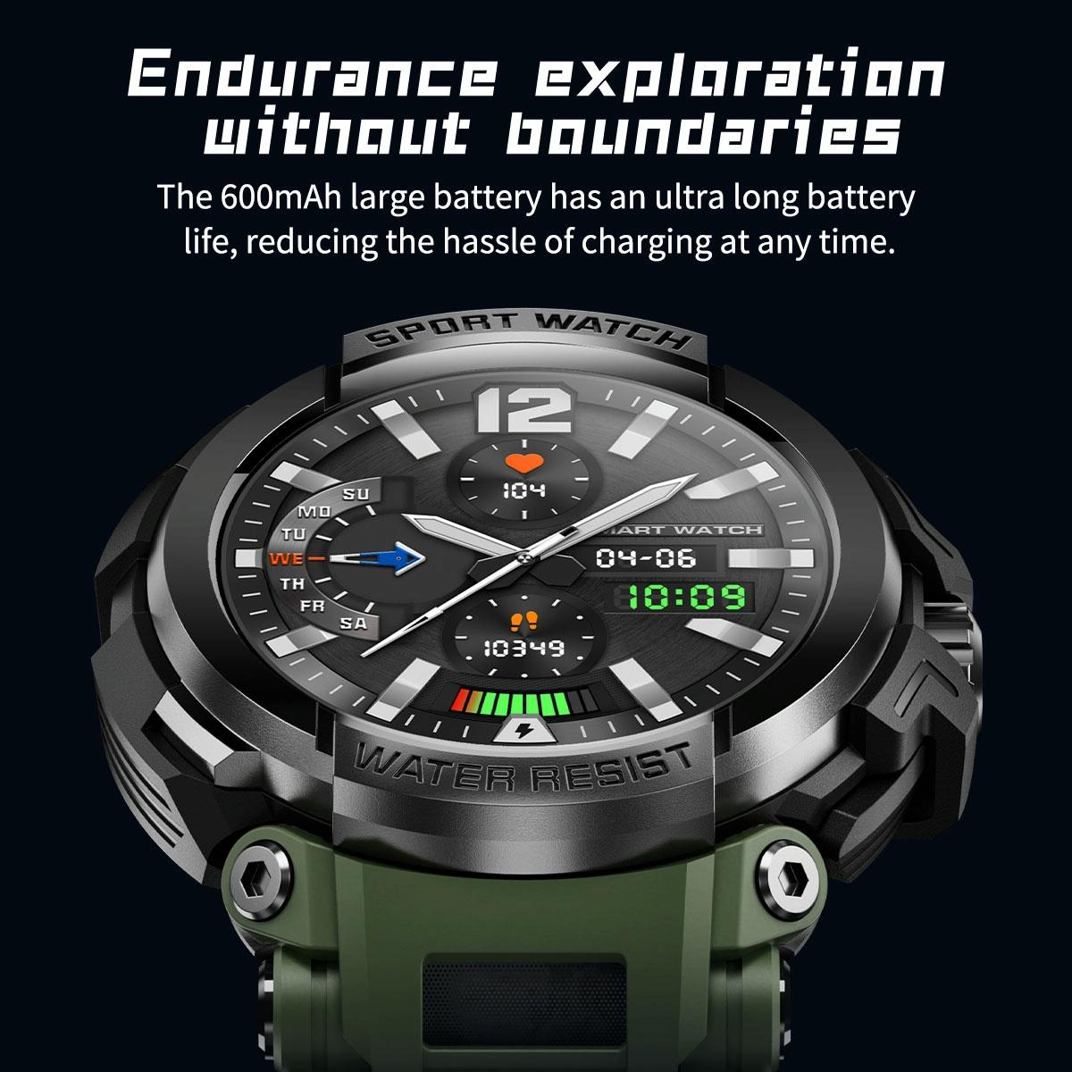 1.5 Inch Colour Screen Bluetooth Smart Watch Health & Sports Monitoring - Black