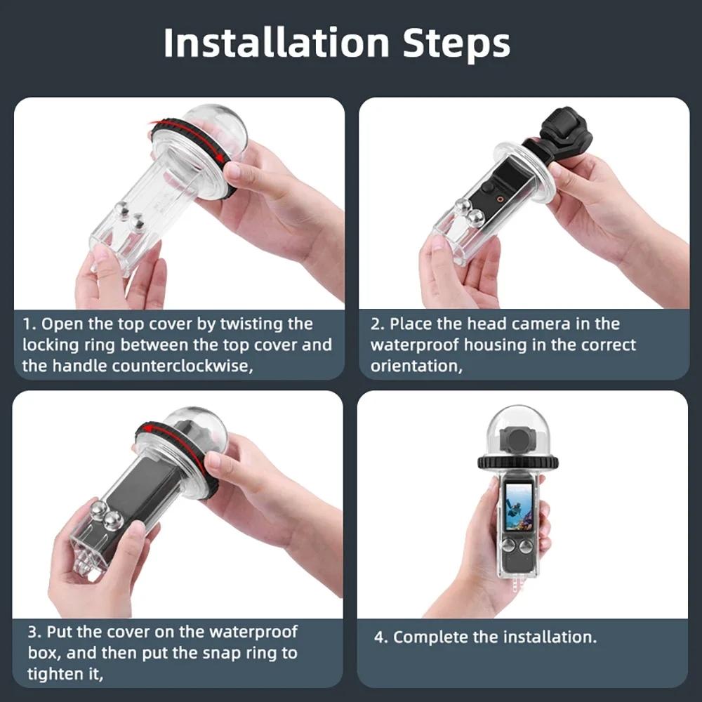 Waterproof Diving Housing for Dji Pocket 3 - 40m Depth - Transparent Handle