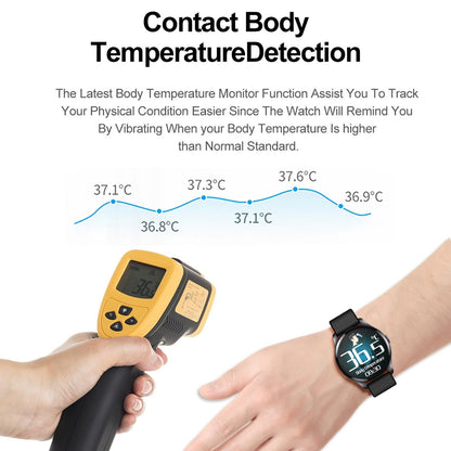 1.28 Inch Tft Colour Screen Ip67 Waterproof Smart Watch Support Body Temperature Monitoring / Sleep Monitoring / Heart Rate Monitoring - Blue