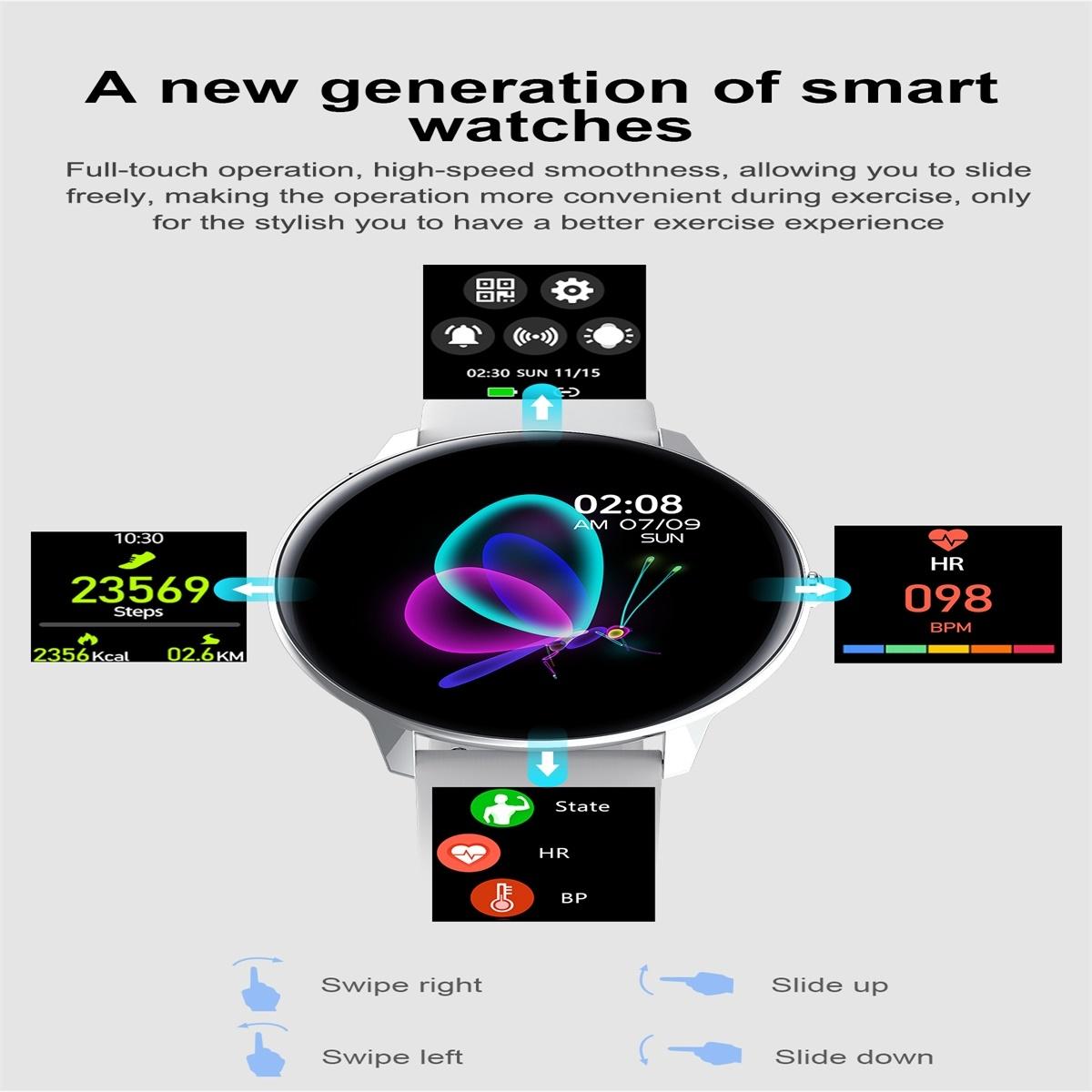 Smart Watch With Ip68 Waterproofing And Health Monitoring - Black
