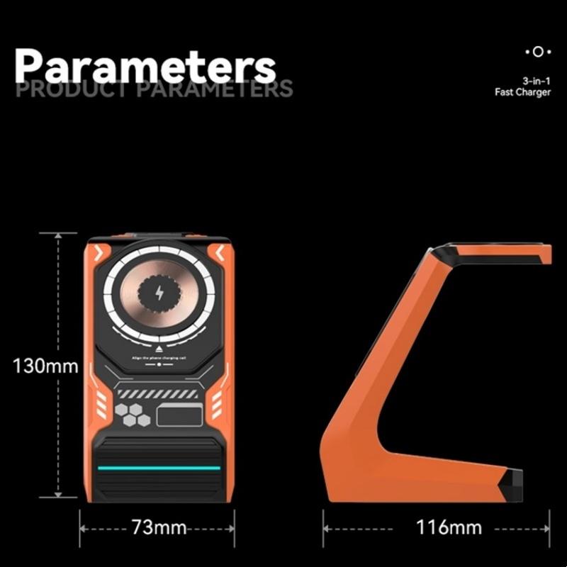 3 In 1 Wireless Charger For Mobile Phone And Earphones - Beige