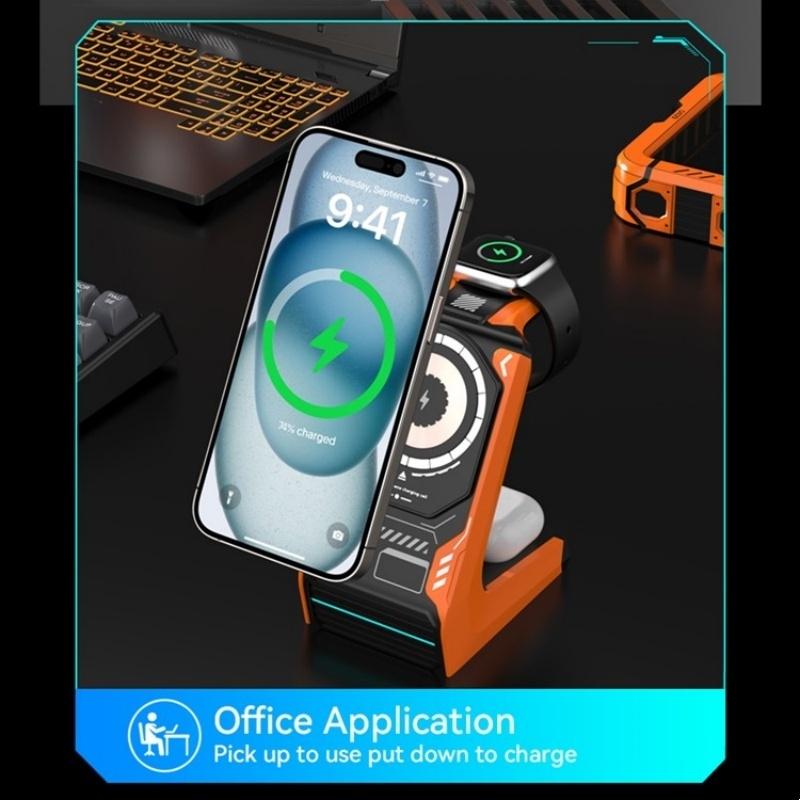 3 In 1 Wireless Charger For Mobile Phone And Earphones - Beige