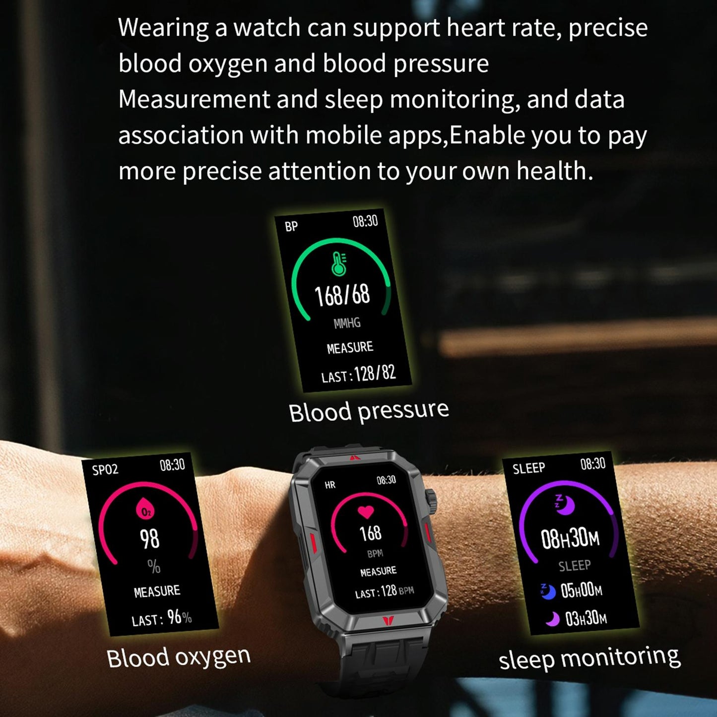 Smart Bracelet With Sleep Detection And Silicone Strap - Bt5.2 - Black