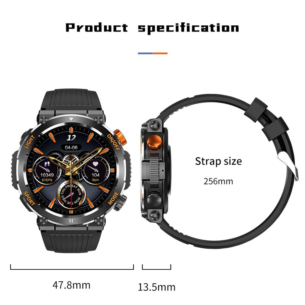 1.46 Inch Round Screen Bluetooth Smart Watch Support Health Monitoring & 100+ Sports Modes - Orange