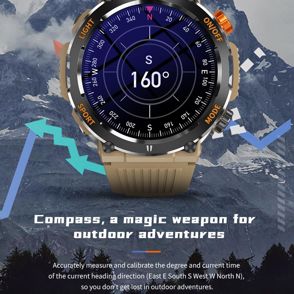 1.46 Inch Round Screen Bluetooth Smart Watch Support Health Monitoring & 100+ Sports Modes - Orange