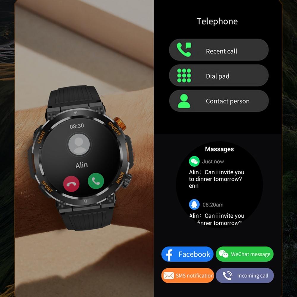 1.46 Inch Round Screen Bluetooth Smart Watch Support Health Monitoring & 100+ Sports Modes - Orange