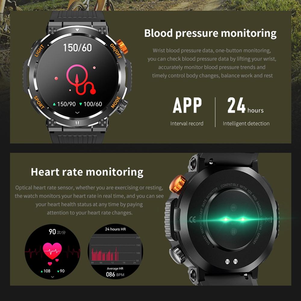 1.46 Inch Round Screen Bluetooth Smart Watch Support Health Monitoring & 100+ Sports Modes - Orange