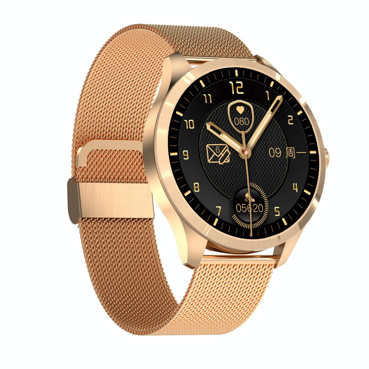 1.28 Inch Ips Colour Screen Ip67 Waterproof Smart Watch Support Blood Pressure Monitoring / Heart Rate Monitoring / Sleep Monitoring - Black Gold