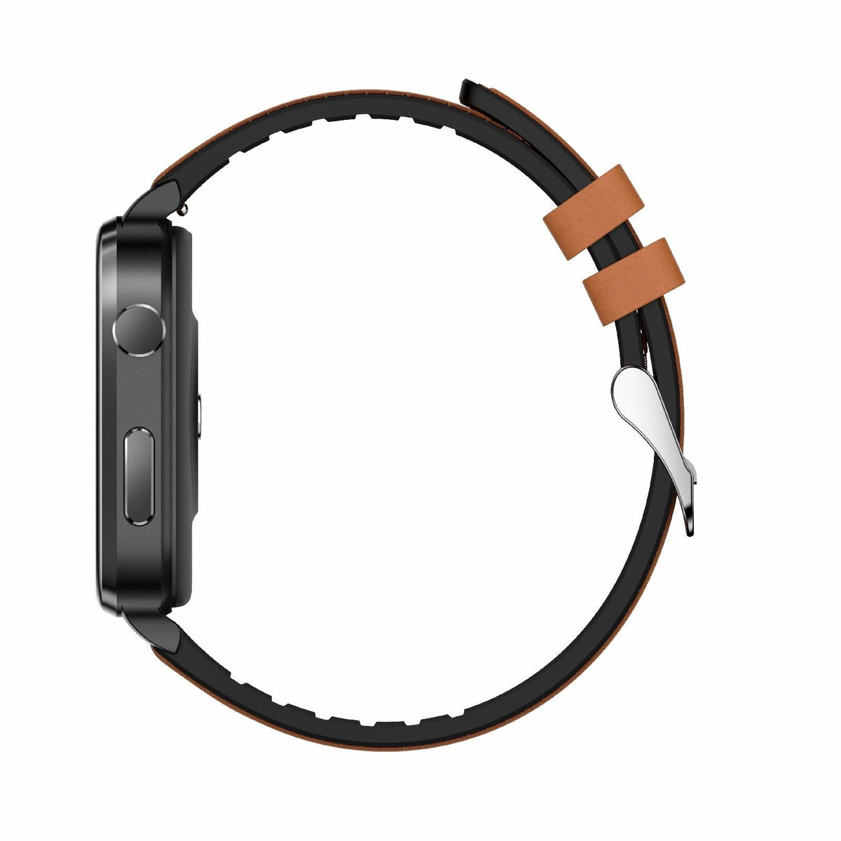 1.7 Inch Hd Square Screen Leather Strap Smart Watch Supports Body Temperature Monitoring / Blood Oxygen Monitoring - Black