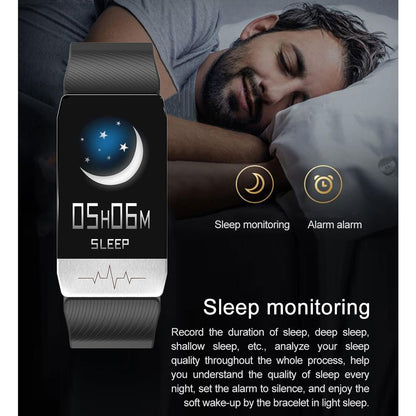 Waterproof Smart Bracelet With Blood Oxygen & Heart Rate Monitoring - Black