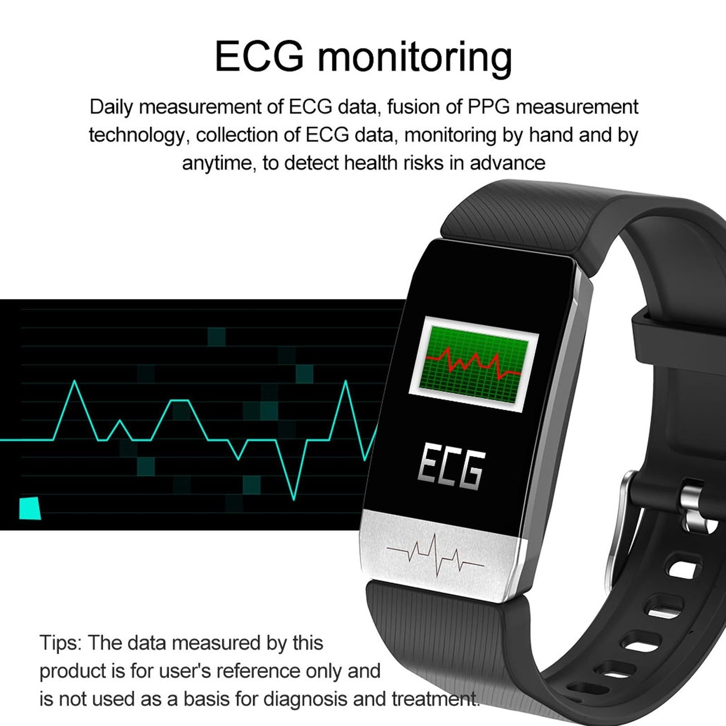 Waterproof Smart Bracelet With Blood Oxygen & Heart Rate Monitoring - Black