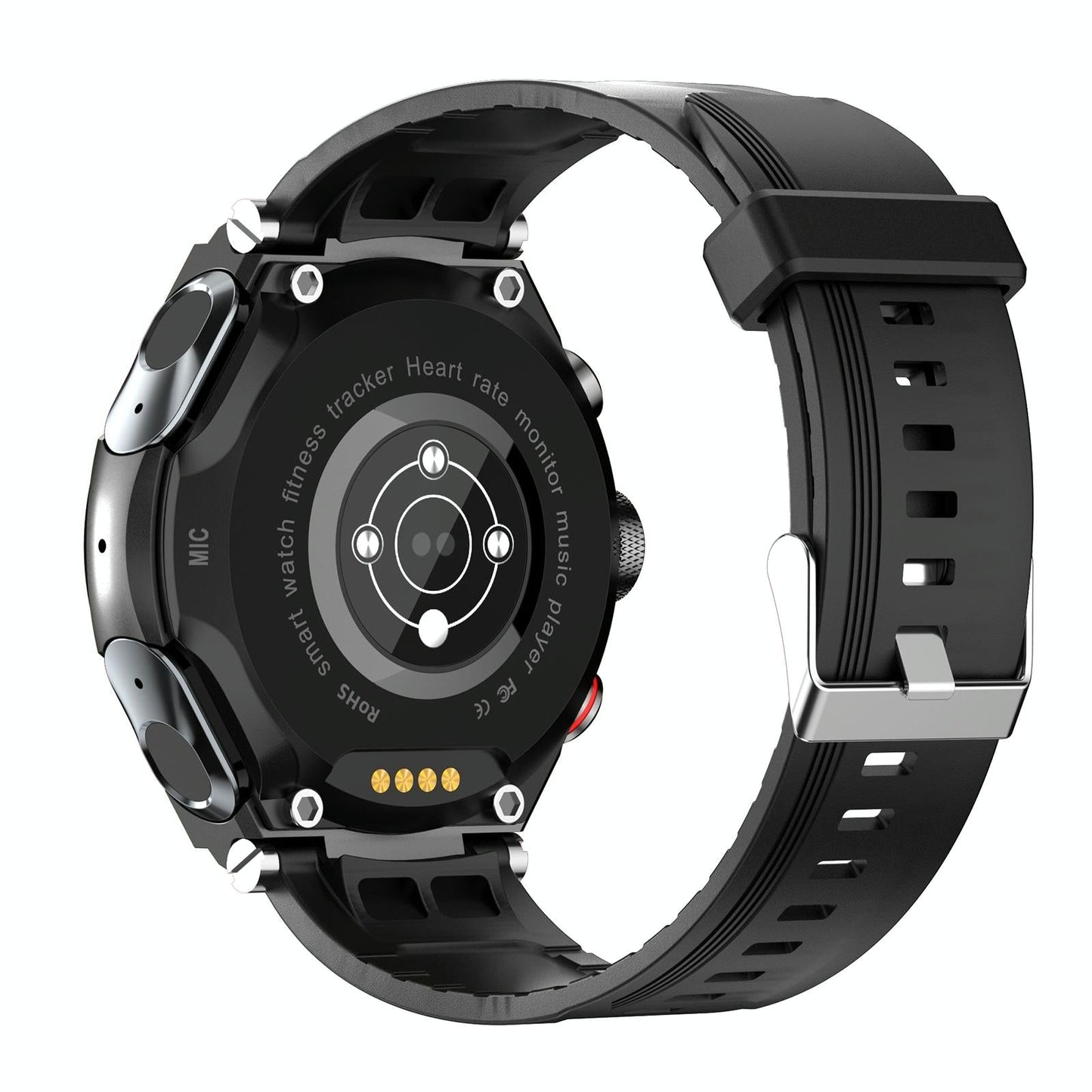 1.28 Inch Ips Touch Screen 2 In 1 Bluetooth Headset Smart Watch Support Heart Rate Monitoring / Bluetooth Music - Black