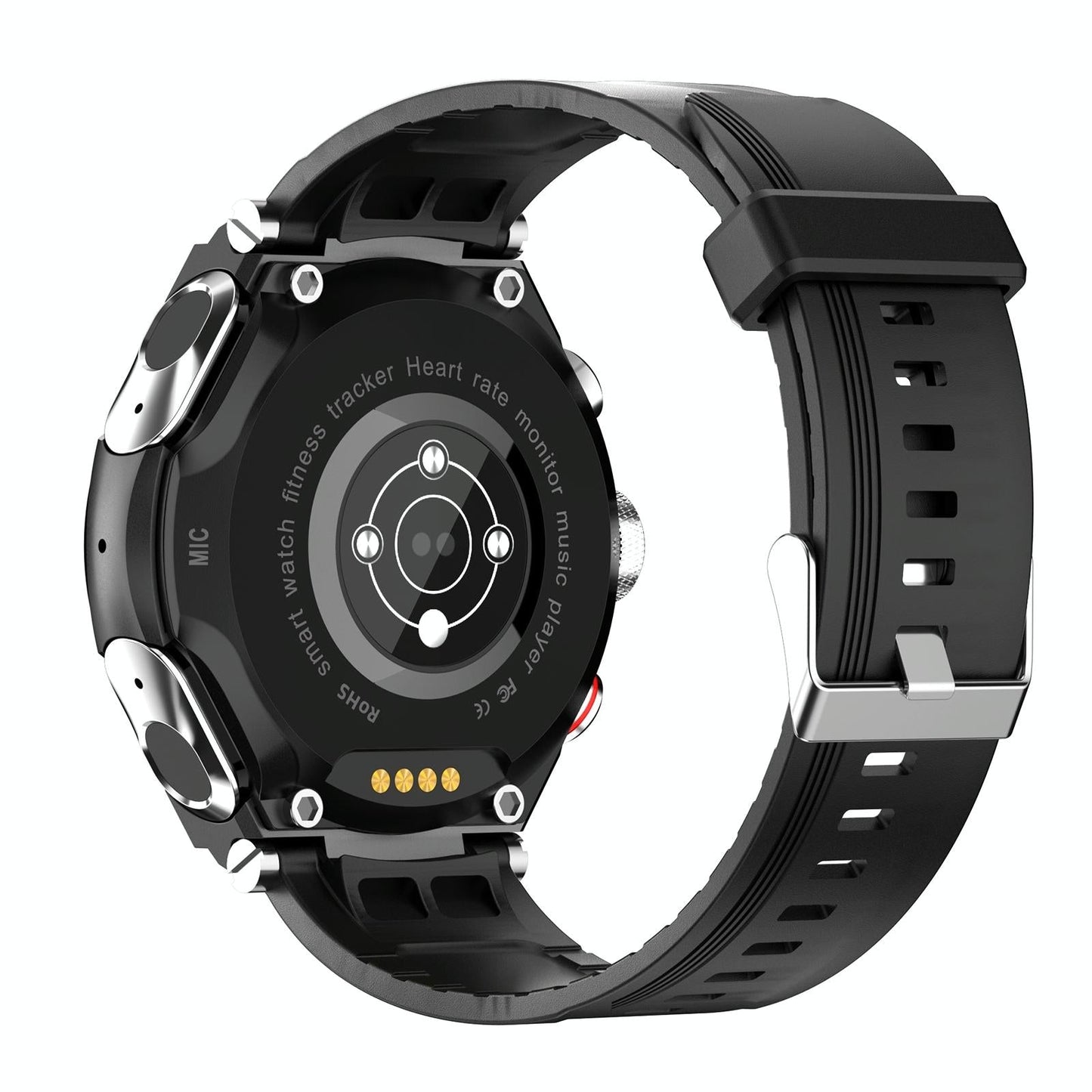 1.28 Inch Ips Touch Screen 2 In 1 Bluetooth Headset Smart Watch Support Heart Rate Monitoring / Bluetooth Music - Black