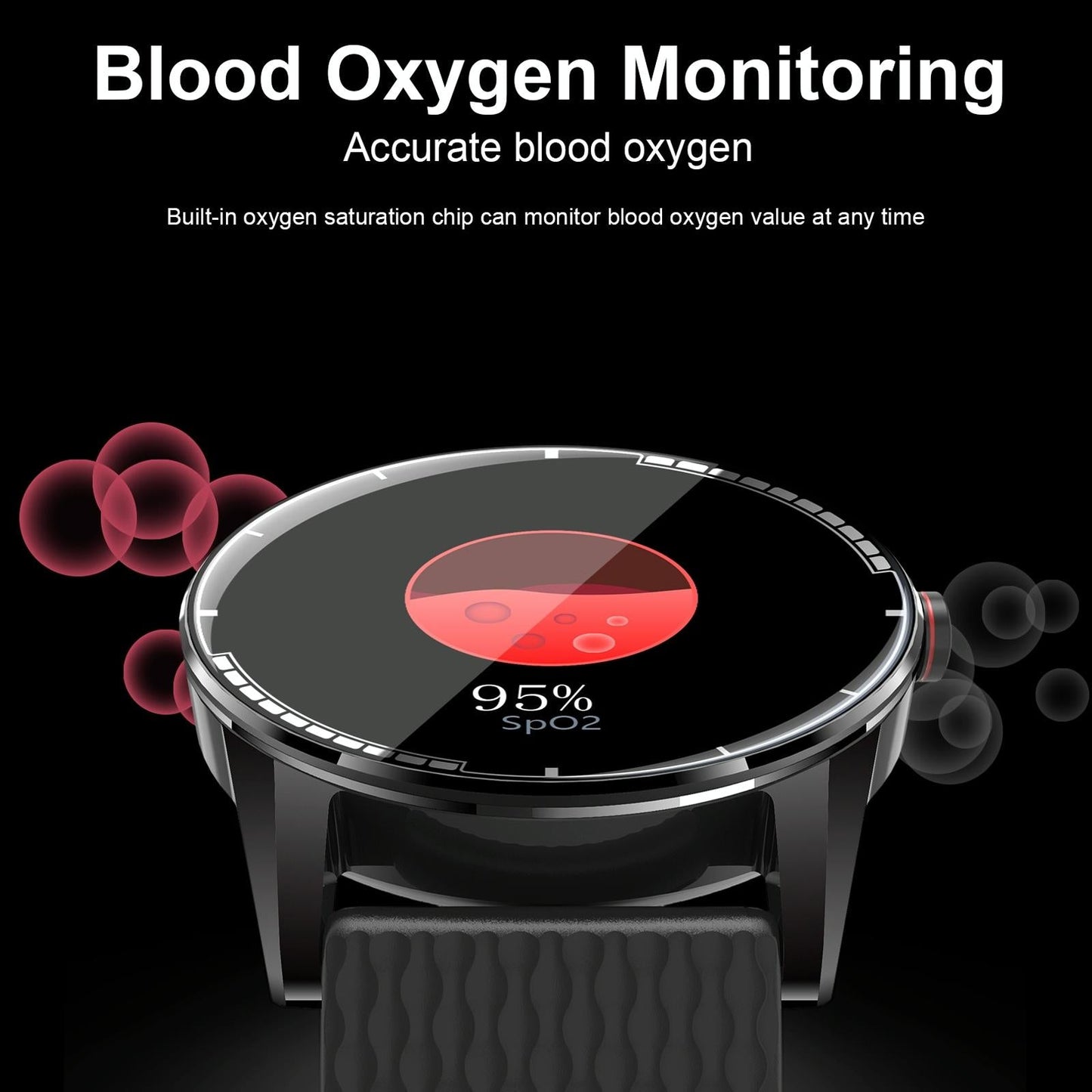 1.28 Inch Touch Screen Ip67 Waterproof Smart Watch Support Bluetooth Call / Sleep Monitoring / Heart Rate Monitoring Black