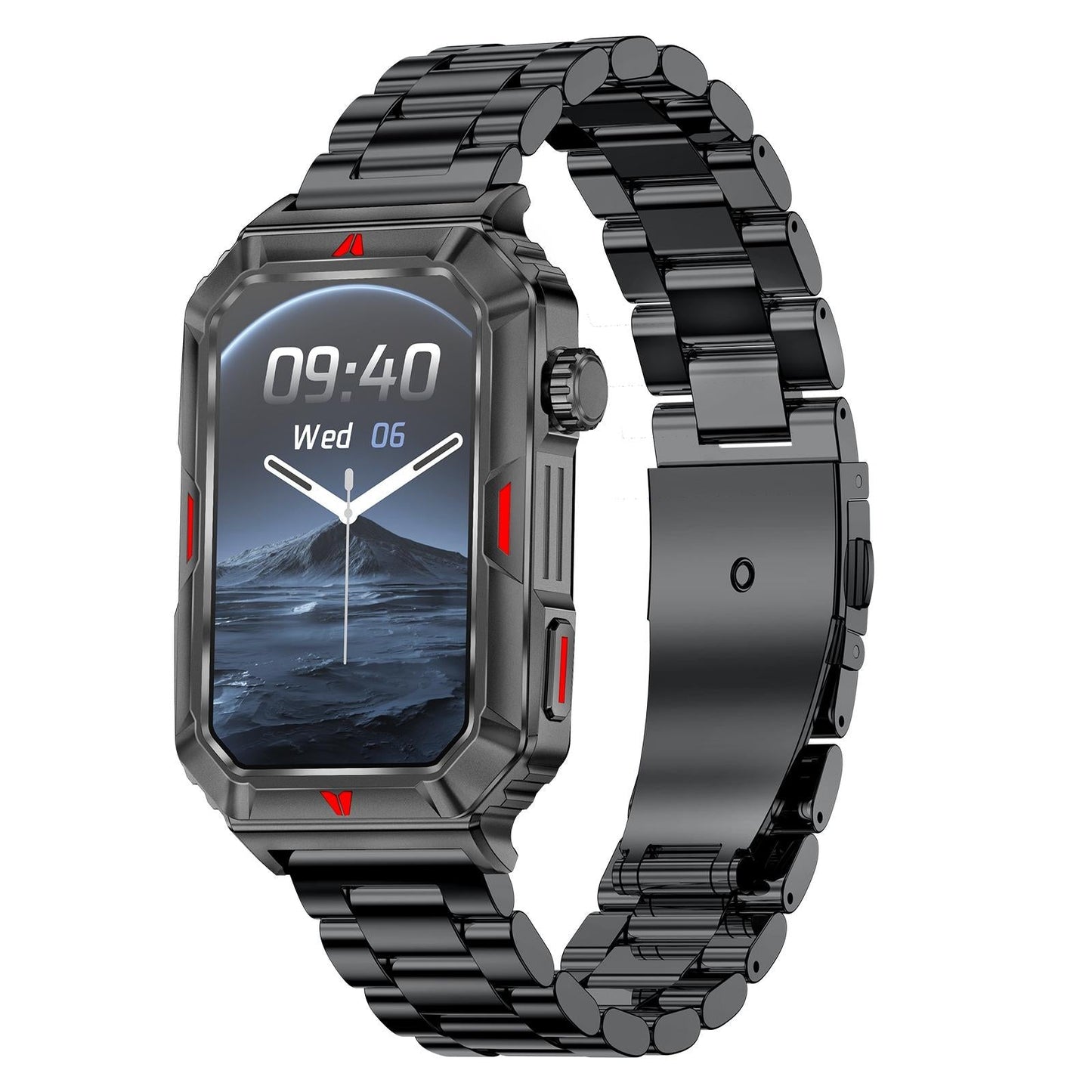 Smart Bracelet With Sleep Detection And Steel Strap - Bt5.2 - Black