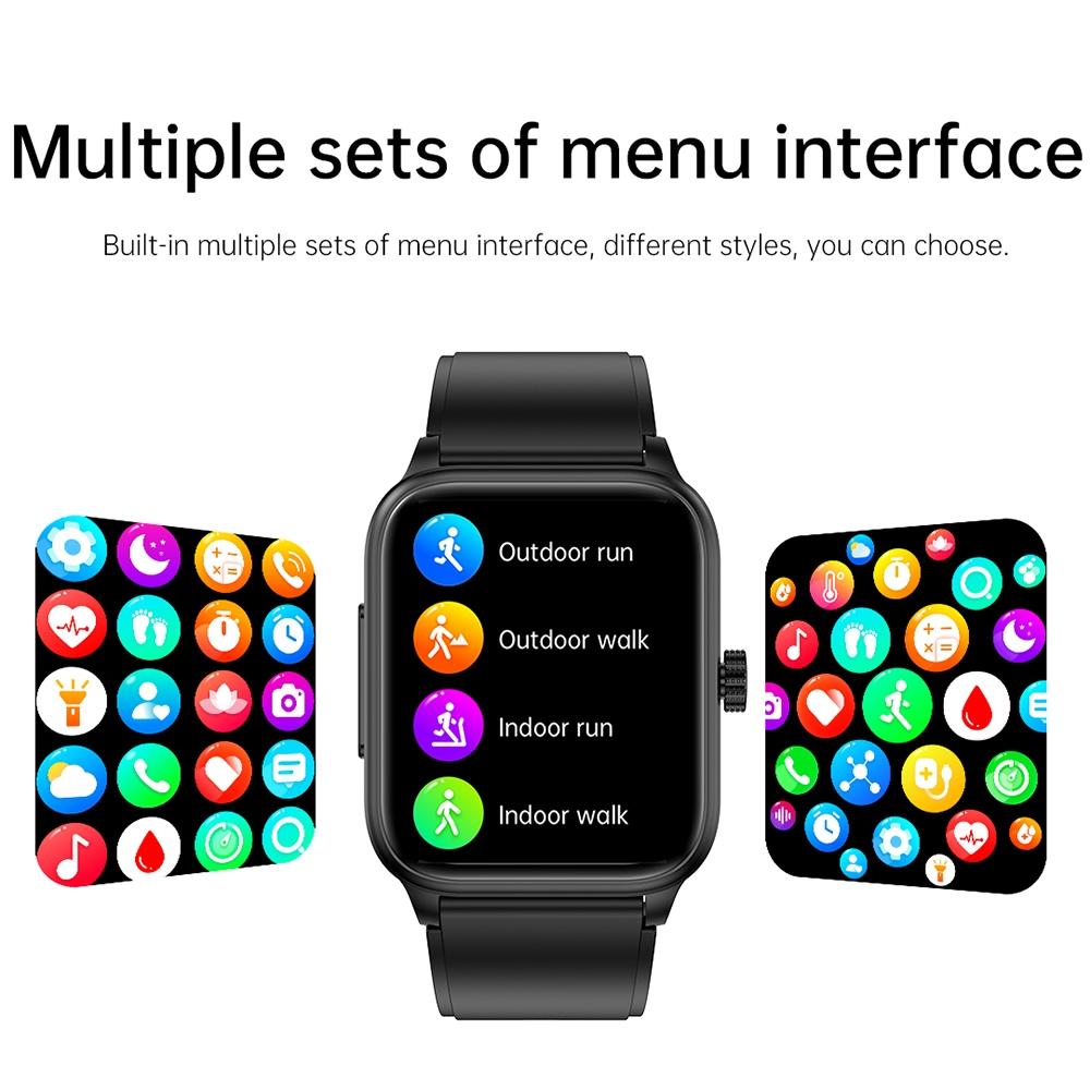 1.91 Inch Ip67 Waterproof Silicone Band Smart Watch Support Ecg / Non-Invasive Blood Glucose Measurement - Black