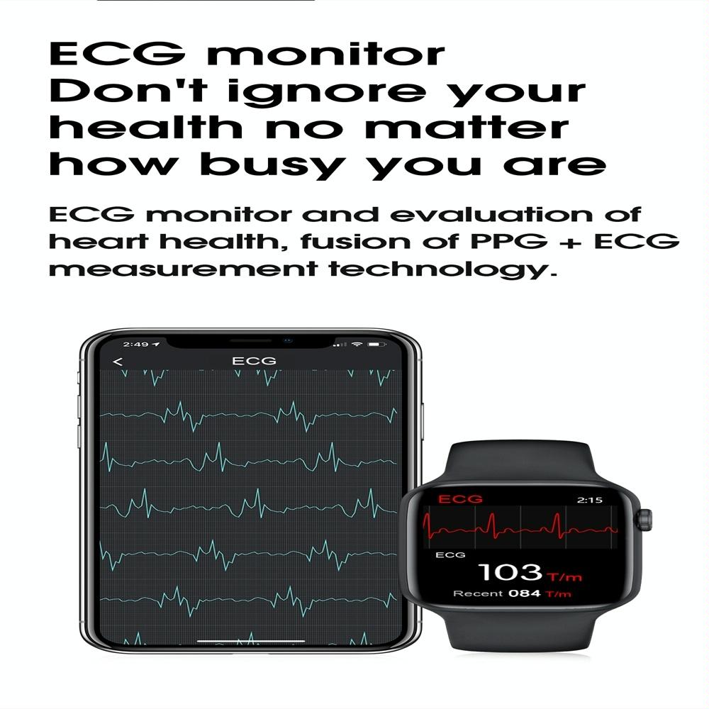 1.75 Inch Ips Smart Watch Waterproof Temp / Heart / Bp / Sleep Monitoring - Black