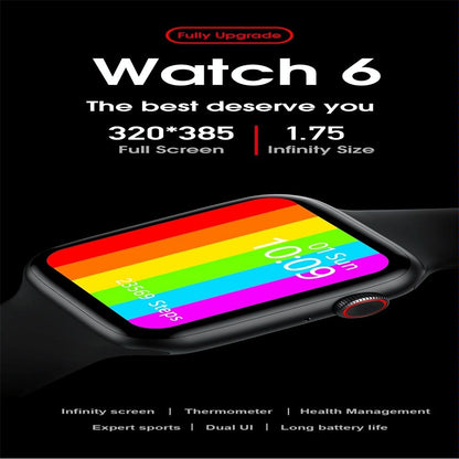 1.75 Inch Ips Smart Watch Waterproof Temp / Heart / Bp / Sleep Monitoring - Black