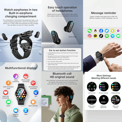 1.39 Inch Waterproof Bracelet Support Bluetooth Call / Nfc / Heart Rate - Black