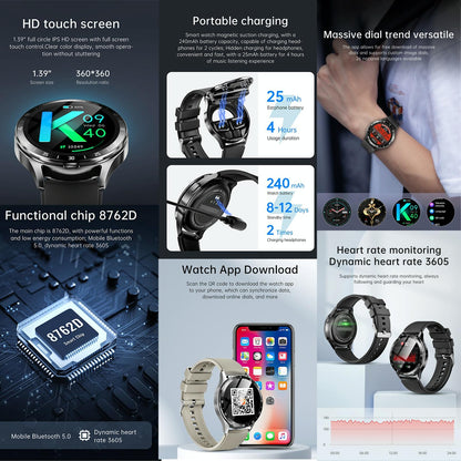 1.39 Inch Waterproof Bracelet Support Bluetooth Call / Nfc / Heart Rate - Black