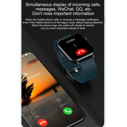 1.7 Inch Tft Colour Screen Ip68 Waterproof Smart Watch Support Blood Oxygen Monitoring / Body Temperature Monitoring / Ai Medical Diagnosis - Leather Strap - Black