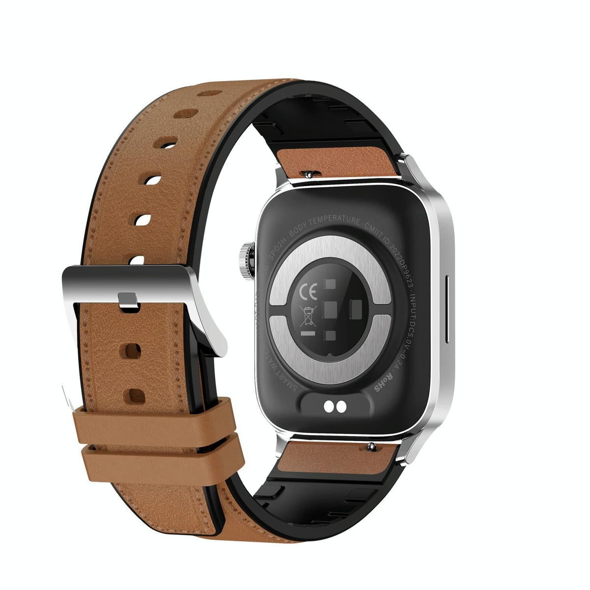 1.85 Inch Tft Screen Leather Band Health Smart Watch Support Bluetooth Call / Plateau Blood Oxygen / Body Temperature / Arrhythmia / Ti Heart Rate Monitoring - Black