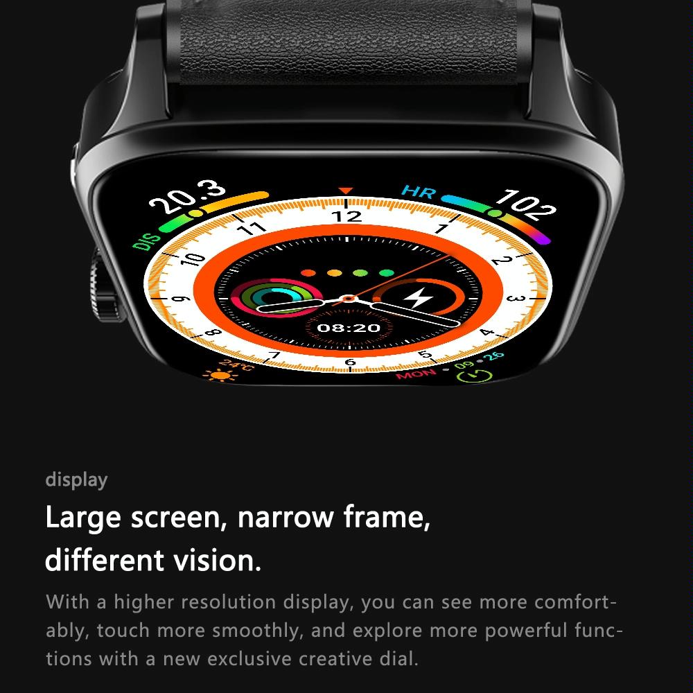 1.85 Inch Tft Screen Leather Band Health Smart Watch Support Bluetooth Call / Plateau Blood Oxygen / Body Temperature / Arrhythmia / Ti Heart Rate Monitoring - Black