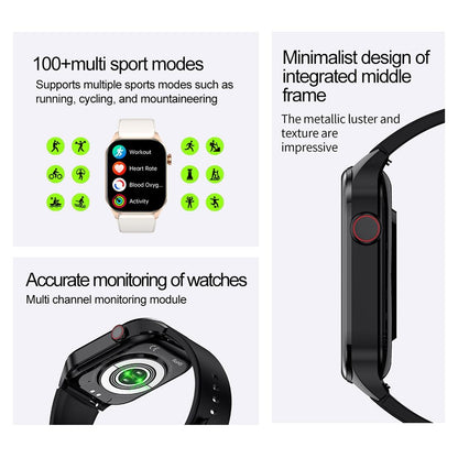 Waterproof Smart Watch With Bluetooth And Blood Oxygen Monitoring - Ip68 - Pink