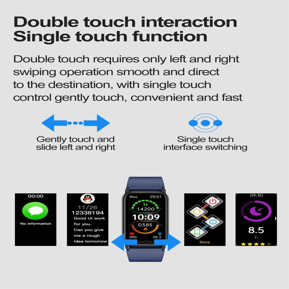 Smart Health Monitoring Watch With Colour Screen - Black
