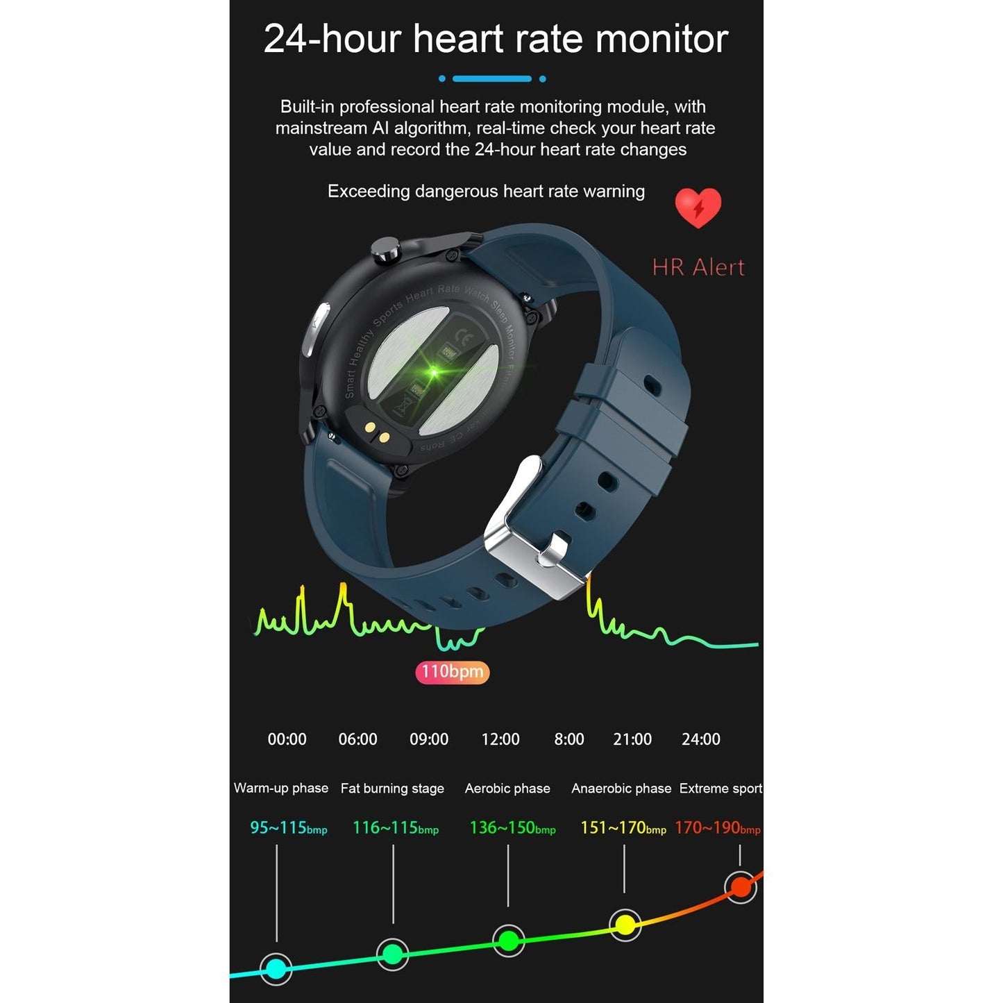Waterproof Smart Bracelet With Health Monitoring And Metal Strap - Tft Screen