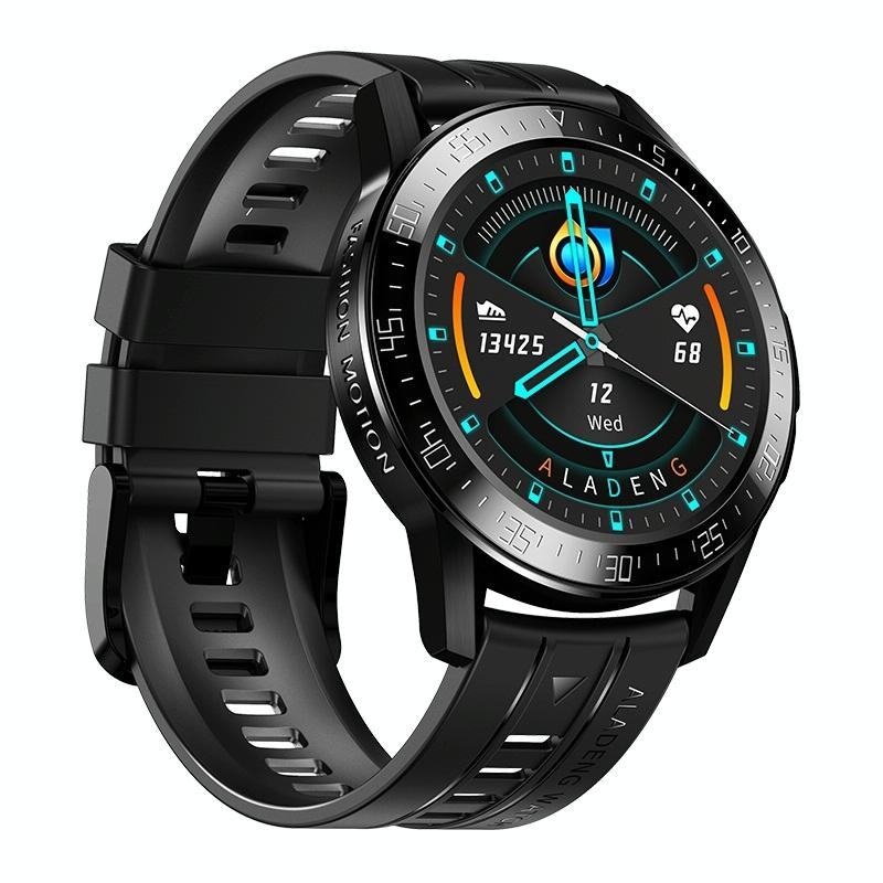 1.3 Inch Full-Fit Round Screen Smart Watch Support Sleep Monitor / Heart Rate Monitor / Temperature Monitoring Black