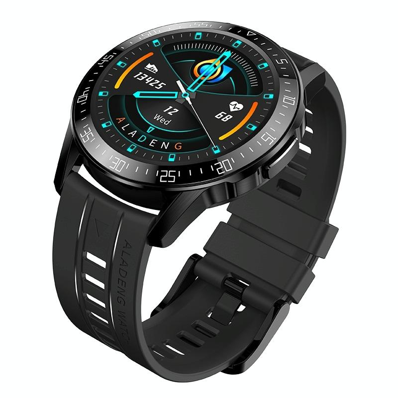 1.3 Inch Full-Fit Round Screen Smart Watch Support Sleep Monitor / Heart Rate Monitor / Temperature Monitoring Black